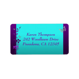 パープルティール（緑がかった色）シルバーバタフライ住所 シール2 ラベル