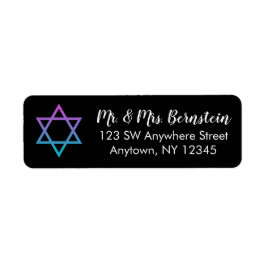 パープルティール（緑がかった色）スターオブデイビッド差出人住所 ラベル