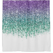 パープルティール（緑がかった色）スパークリーグリッターグラム シャワーカーテン (正面)