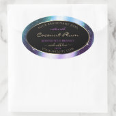 パープルティール(緑がかった色)スパークルグリッターフレーム製品ラベル 楕円形シール (バッグ)