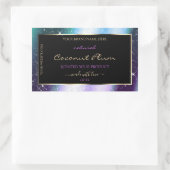 パープルティール（緑がかった色）スパークルグリッターフレーム製品ラベル 長方形シール (バッグ)