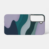 パープルティール（緑がかった色）&ネイビーミニマルデザイン SAMSUNG GALAXYケース (裏面横)