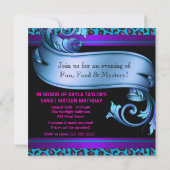 パープルティール(緑がかった色)ヒョウ仮面甘い16マスカレード 招待状 (裏面)