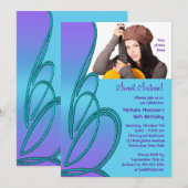 パープルティール（緑がかった色）フォトSweet sixteenパーティの招待状 招待状 (正面/裏面)