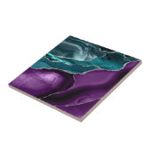 パープルティール（緑がかった色）ブルーアガテシルバーグリッター タイル (側面)