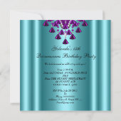 パープルティール（緑がかった色）ブルーキンセアニェラ15thバースデーパーティー 招待状 (裏面)