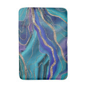 パープルティール(緑がかった色)ブルー銀河系ネブラアガテグリッターグラム バスマット (正面縦)