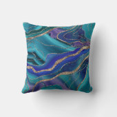 パープルティール（緑がかった色）ブルー銀河系ネブラアゲートグリッター#1 クッション (裏面)