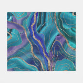 パープルティール（緑がかった色）ブルー銀河系ネブラアゲートグリッター#1 フリースブランケット (正面(横))