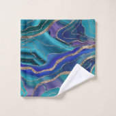 パープルティール（緑がかった色）ブルー銀河系星雲アゲートグリッター#1 バスタオルセット (ウォッシュタオル)