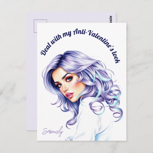 パープルティール（緑がかった色）ヘア美しいのアンチ – バレンタカスタムイン ポストカード (正面/裏面)