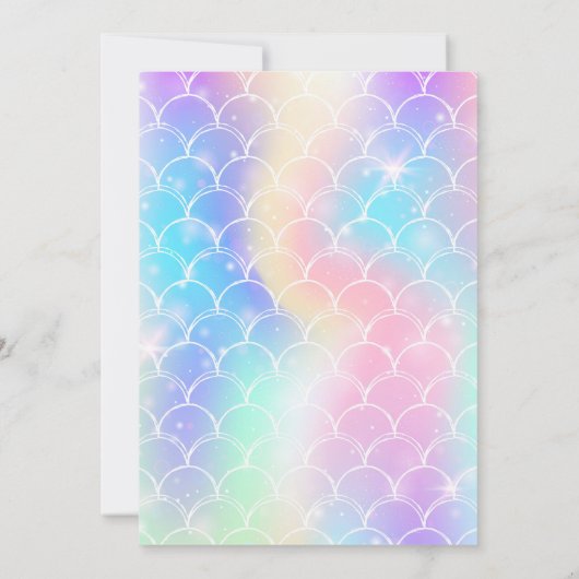 パープルティール（緑がかった色）マーメイドアンダーザシー誕生日招待状 招待状 (裏面)