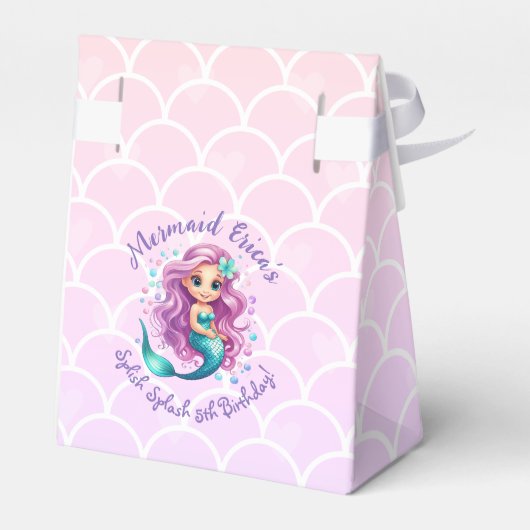 パープルティール（緑がかった色）マーメイドウォーターカラーありがとう好意 フェイバーボックス (裏面サイド)