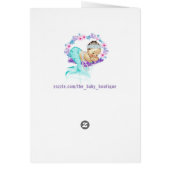 パープルティール（緑がかった色）マーメイドベビーシャワーサンキューカード (裏面)