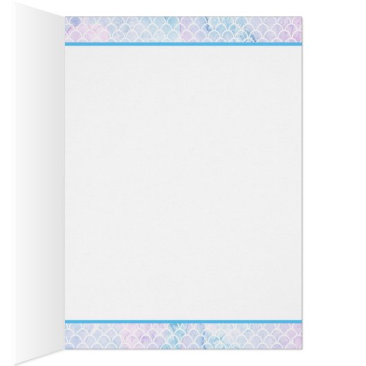 パープルティール（緑がかった色）マーメイドベビーシャワーサンキューカード (内側 (右))