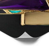 パープルティール（緑がかった色）モザイクウォールアート ポスター (角)