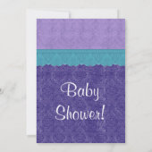 パープルティール(緑がかった色)リトルプリンセスガールベビーシャワーS209 招待状 (裏面)