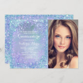 パープルティール(緑がかった色)凍っていウィンターワンダーランドキンセアニェラ 招待状 (正面/裏面)