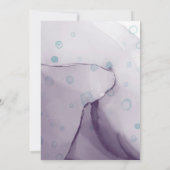 パープルティール(緑がかった色)植物性フローラアルコールイン結婚クス 招待状 (裏面)