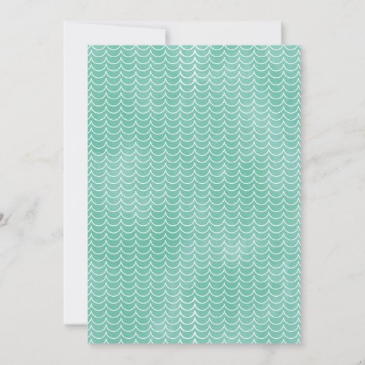 パープルティール(緑がかった色)私たちの小さな人魚の最初の誕生日 招待状 (裏面)