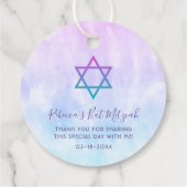 パープルティール(緑がかった色)絞り染めバルミツワー フェイバータグ (裏面)