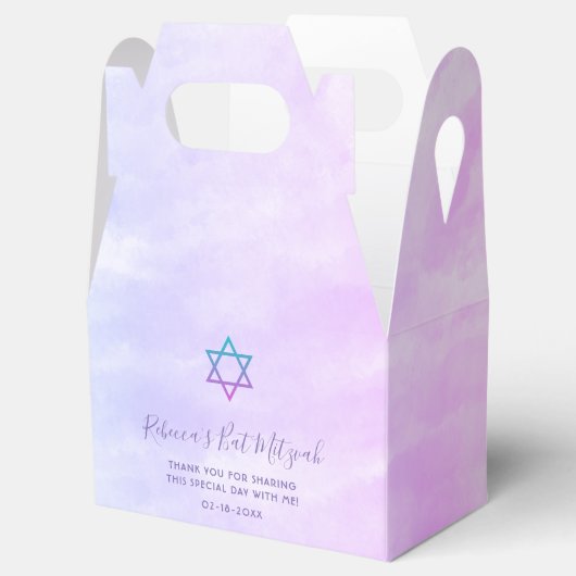 パープルティール（緑がかった色）絞り染めバルミツワー フェイバーボックス (オープン)