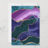 パープルティール(緑がかった色)金ゴールドグリッターアゲ結婚ートズ 招待状 (裏面)