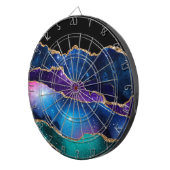 パープルティール(緑がかった色)金ゴールドグリッターマーブルダーツボード ダーツボード (正面右)