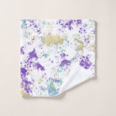 パープルティール(緑がかった色)金ゴールドグレンジーモダンスプラッシュ バスタオルセット (ウォッシュタオル)