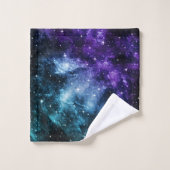 パープルティール(緑がかった色)銀河系ネブラドリーム#1 バスタオルセット (ウォッシュタオル)