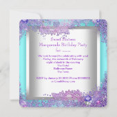 パープルティール（緑がかった色）Sweet sixteen16マスカレードパーティー 招待状 (裏面)