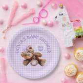 パープルテディベアベビーシャワー紙プレート ペーパープレート (パーティー)