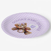 パープルテディベアベビーシャワー紙プレート ペーパープレート (アングル)