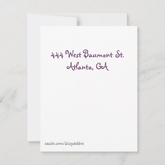 パープルテディベア誕生日招待状 招待状 (裏面)