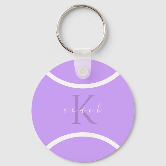 パープルテニスボール&イニシャルモノグラムのコーチ キーホルダー (正面)