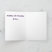 パープルテーマの誕生日 カード (内部)
