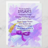 パープルテーマ卒業パーティチラシ招待状 (正面/裏面)