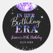 パープルディスコインザーズ誕生日時代パーティー ラウンドシール (正面)