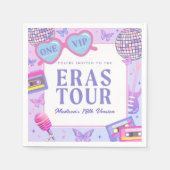 パープルディスコインマイ誕生日エラ誕生日 スタンダードカクテルナプキン (正面)