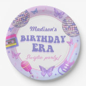 パープルディスコインマイ誕生日エラ誕生日 ペーパープレート (正面)