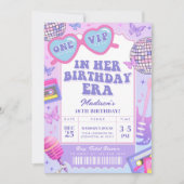 パープルディスコインマイ誕生日エラ誕生日 招待状 (正面)