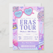 パープルディスコインマイ誕生日エラ誕生日 招待状 (正面)