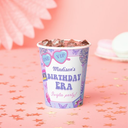 パープルディスコインマイ誕生日エラ誕生日 紙コップ (インサイチュ)