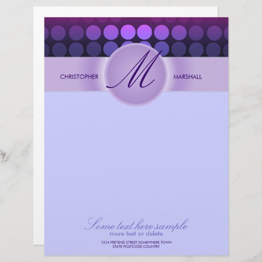 パープルディスコファンキーライト文房具用書簡レターヘッド レターヘッド (正面/裏面)