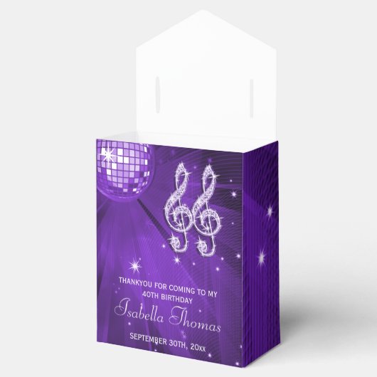 パープルディスコボールとスパークルヒールのビーフボックス フェイバーボックス (オープン)