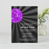 パープルディスコボールバルミツワー招待状 招待状 (スタンド正面)
