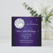 パープルディスコボール誕生日パーティーへの招待 招待状 (スタンド正面)