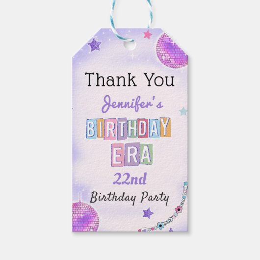 パープルディスコ誕生日 ギフトタグ (正面)