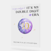 パープルディスコ2桁時代誕生日へようこそ アクリルサイン (傾斜)