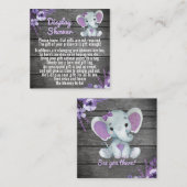 パープルディスプレイシャワーエレファントラスティックフローラ スクエア名刺 (正面/裏面)